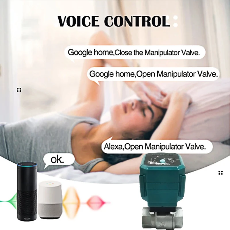 Válvula de agua de bola motorizada eléctrica Tuya ZigBee, Control remoto de riego de jardín de acero inoxidable, compatible con Google Home y Alexa