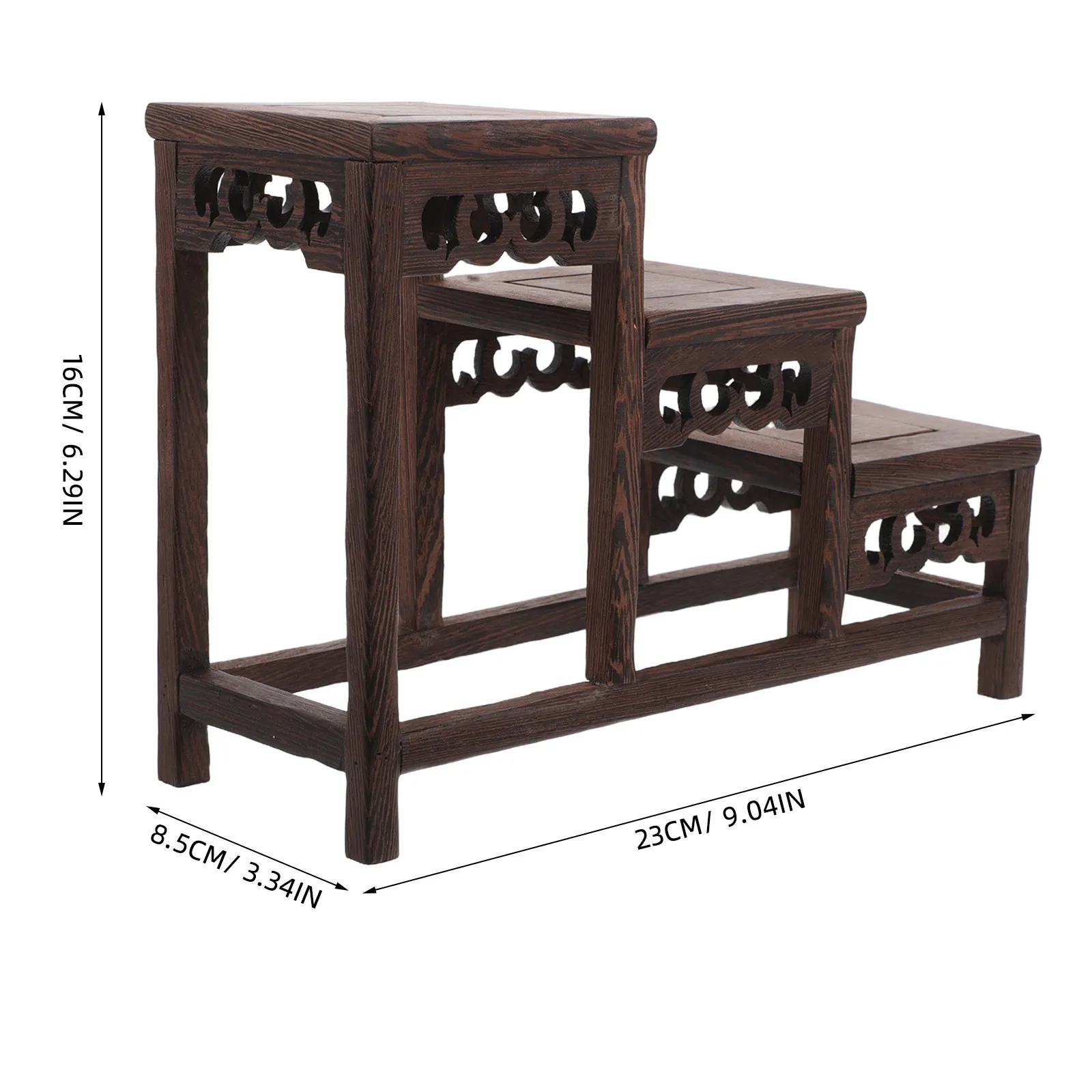 Wood Display Stand Elegant Multi-Functional Step Design for Home Office Shelf Display Rack Decorative Wooden