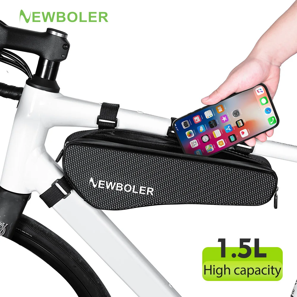 NEWBOLER 1,5 L Große Kapazität Fahrrad Dreieck Tasche EVA Hard Shell Fahrrad Rahmen Vorne Rohr Tasche Wasserdichte Fahrrad Tasche Zubehör