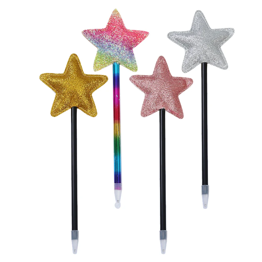 

4Pcs Star Ballpoint Pens Smooth Writing Cute Design for Scrapbooking Drawing School Office Assorted Colors 4th of July Pens