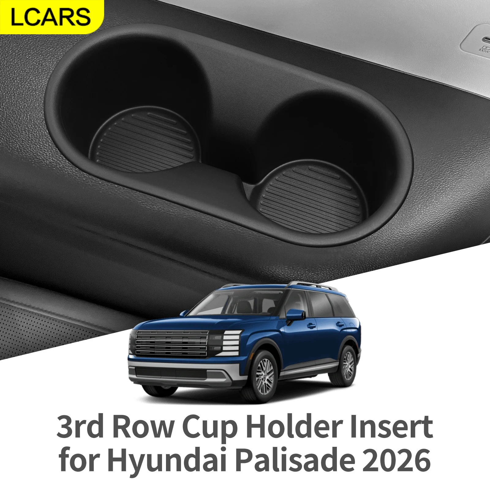 

2-Piece Water Cup Limiter Set Suitable for 2026 Hyundai Palisade Three-Row Interior Door Handle Side Storage Box, Black Car Interior Accessories