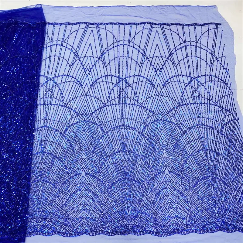 Nice Beaded Wedding Lace Fabric with Sequins French Mesh Laces Fabrics for DIY Apparel Sewing Supplies- 5 Yards DPW-2335-190