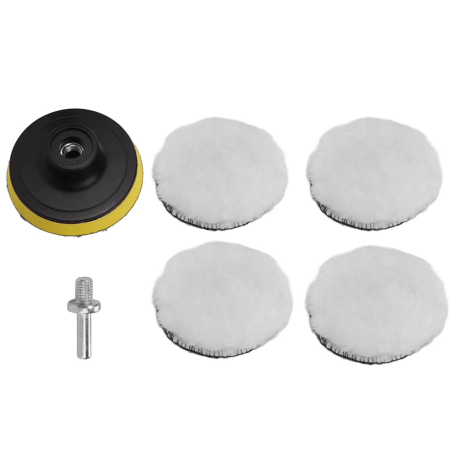 3in Imitation Wool Polishing Pad Kit with 5/8in‑11 Drill Adapter Buffing Pads for Car Buffer Polisher Wool Polishing Pad