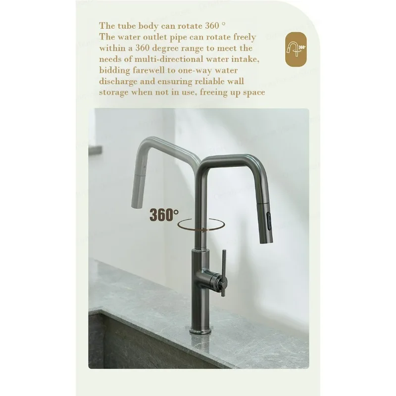 صنبور المطبخ المصقول باللون الذهبي الوردي بمقبض واحد، صنابير صمام السيراميك الأساسية للمياه الساخنة والباردة، صنابير أمريكية