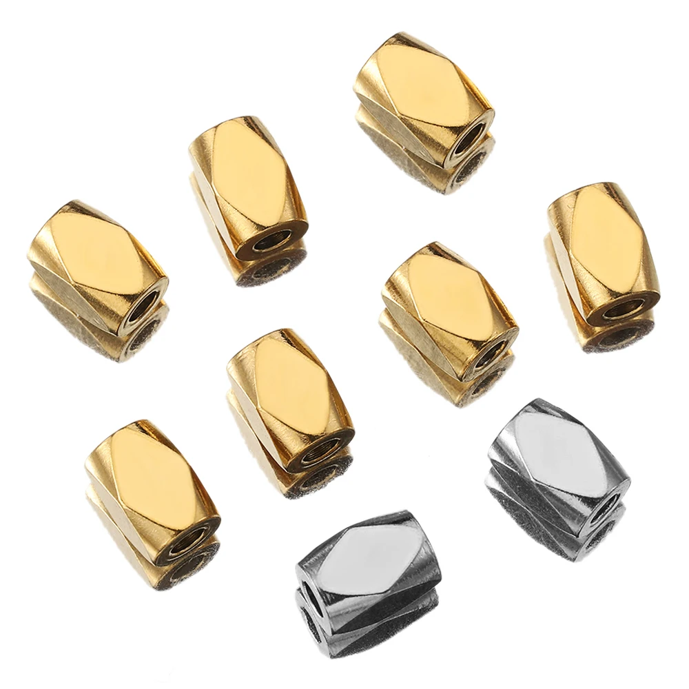 30pcs Stainless Steel Gold Color Spacer Beads Faceted Spacer Beads Charms Pendants for Bracelet Necklace Jewelry Making DIY