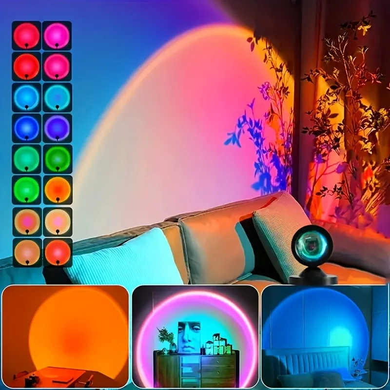 Sunset Light Projection LED Light with Remote Control, 16 Colors Night Light, RGB Lighted Sunrise Lights