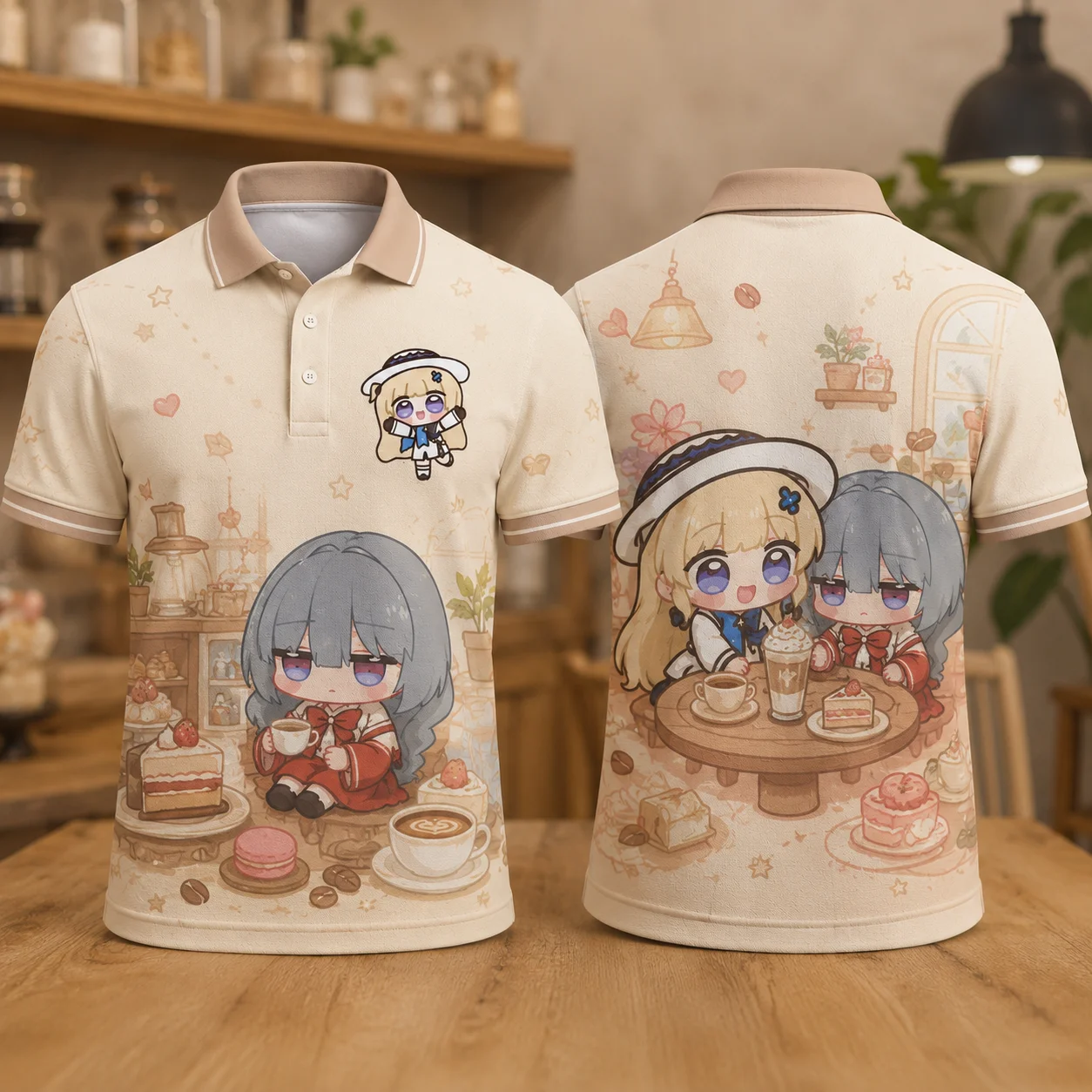 Phoebe Joubi Phrolova Chibi Anime Polo Shirt Kawaii Reading Girls 3D Print Quick Dry Breathable Summer Casual Unisex Top