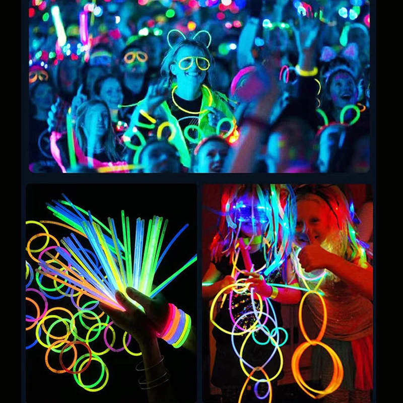 20/50/100pcs Glow Sticks Fluorescence Party Glow Necklaces Bracelets For Neon Birthday Party Halloween Wedding Supplies