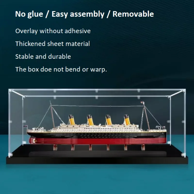 Display Storage Box Compatible for10294 Titanic Building Blocks Model Dustproof Collectible Display Case Blocks Set Not Included