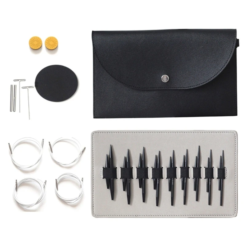 Conjunto agulhas circulares intercambiáveis ​​com estojo acessórios 3.0mm-6.0mm agulha tricô circular alumínio envio