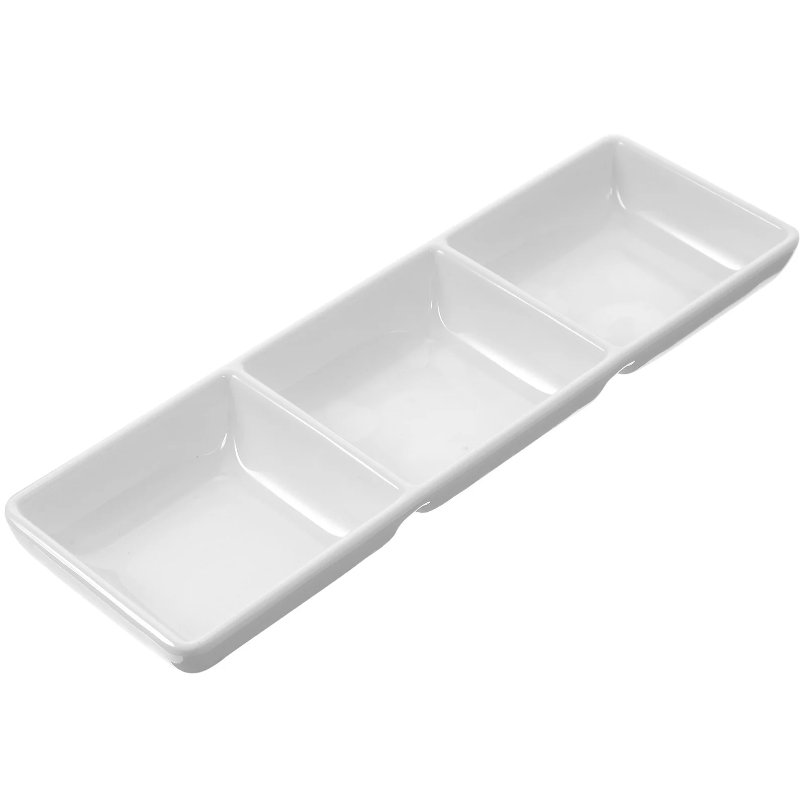 

Three Compartment Sauce Tray Snack Dish Soy Containers Appetizer Restaurant Serving Bowls