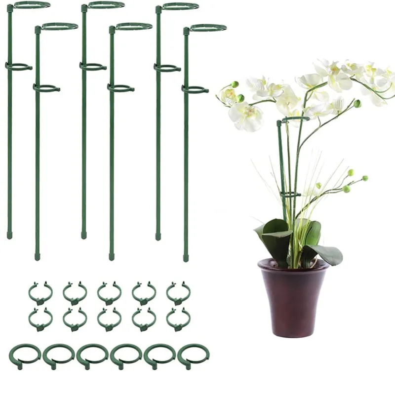 

6pcs Plant Support Stakes Adjustable Garden Flower Support Stake Plant Cage Support Rings for Flower Tomatoes Vegetable