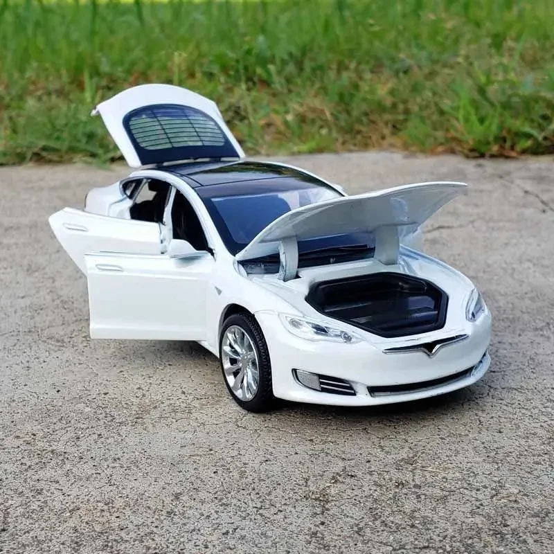 1:32 Model S Model 3 Alloy Car Model Simulation Diecasts Metal Toy Car Vehicles Model Collection Sound and Light Childrens Gifts