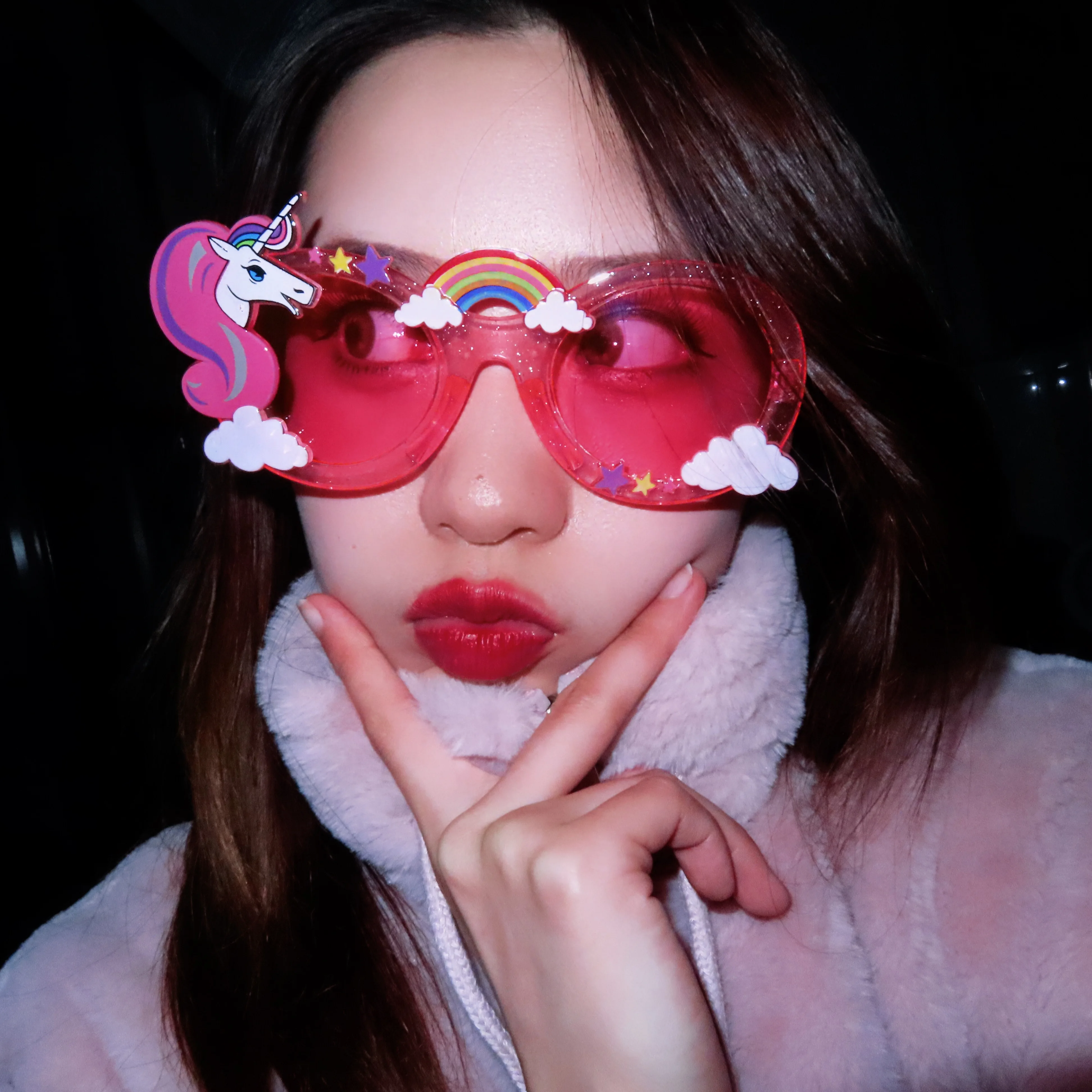 Unicorn Party Clear Rainbow Horse sunglasses Multi-color Glasses Children Girl Happy Rainbow Unicorn Birthday party Gift