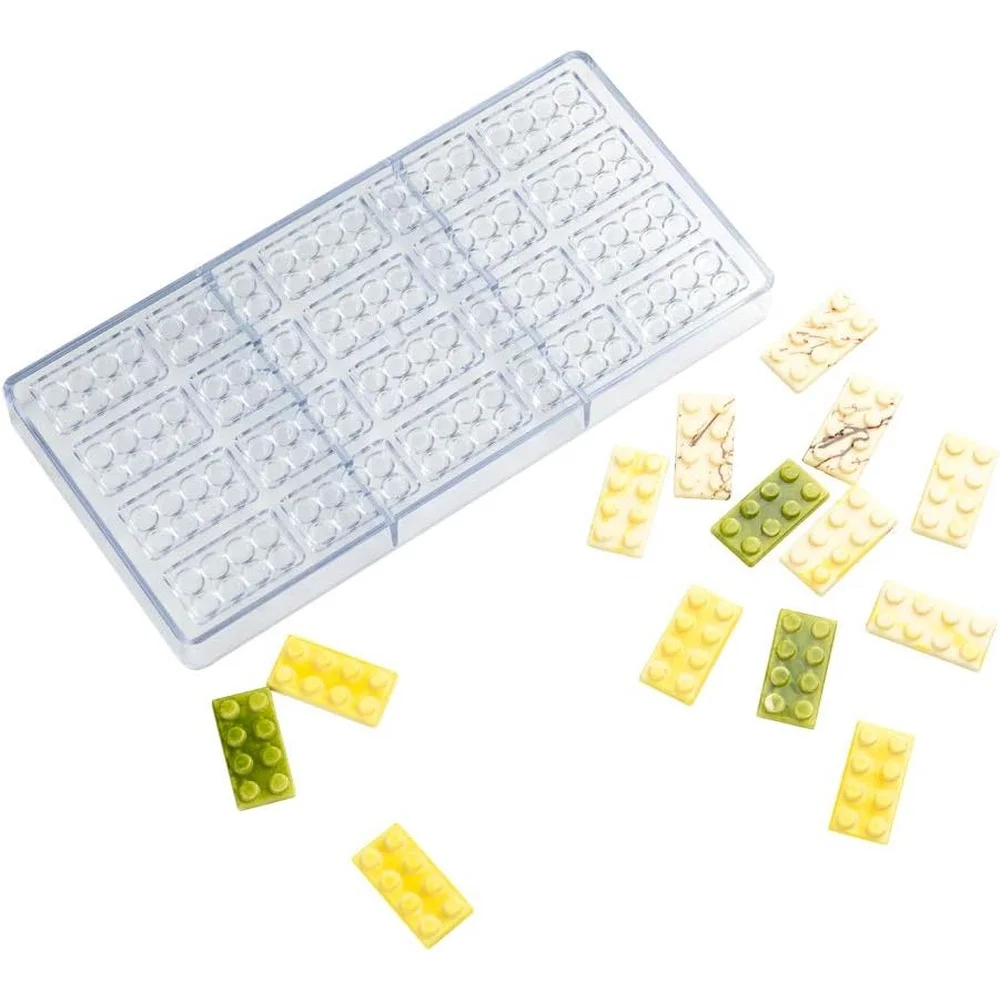 Building Block Chocolate Candy Mold 20 Cavity Polycarbonate Freezer-Safe Mold Jello Sweets Treats 10.8 x 5.3 Inch