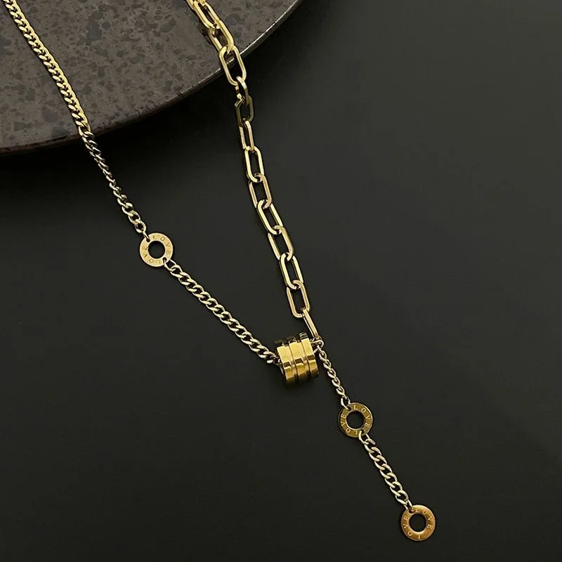 

316l Stainless Steel post small Waist Pendant Gold colour chain necklace fashion women's jewelry accessories