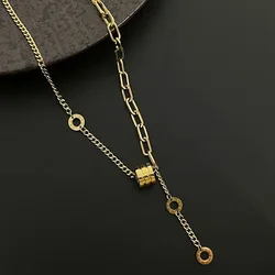 316l Stainless Steel post small Waist Pendant Gold colour chain necklace fashion women's jewelry accessories
