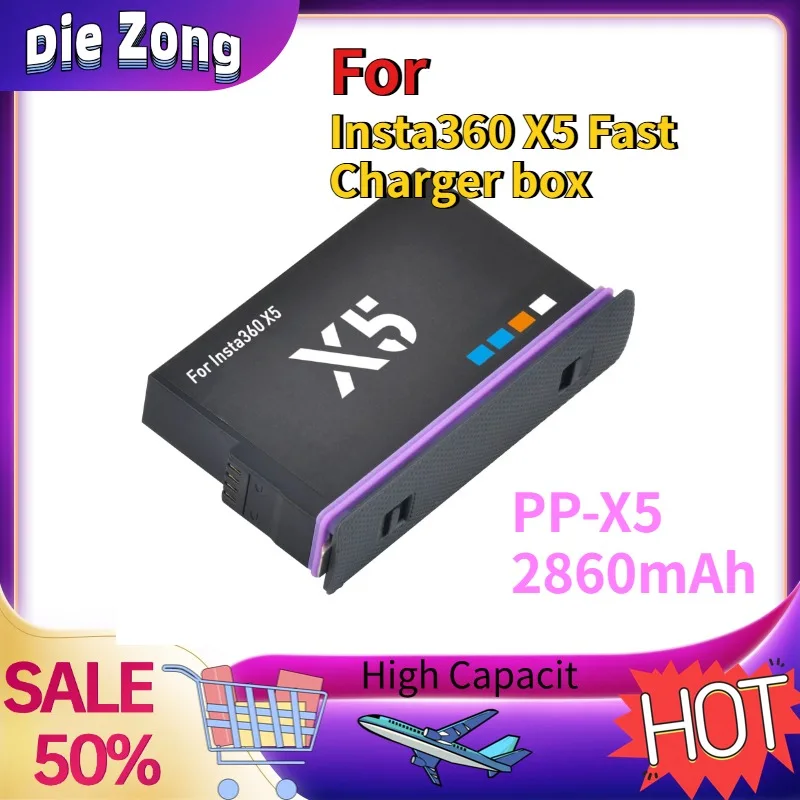 

In Stock For Insta360 X5 Fast Charger box for Insta 360 X5 Action Camera Accessories PP-X5 2860mAh Replacement Battery