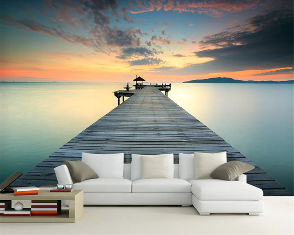 beibehang Custom pink sea view space extension living room sofa background dining room bedroom wallpaper papier peint