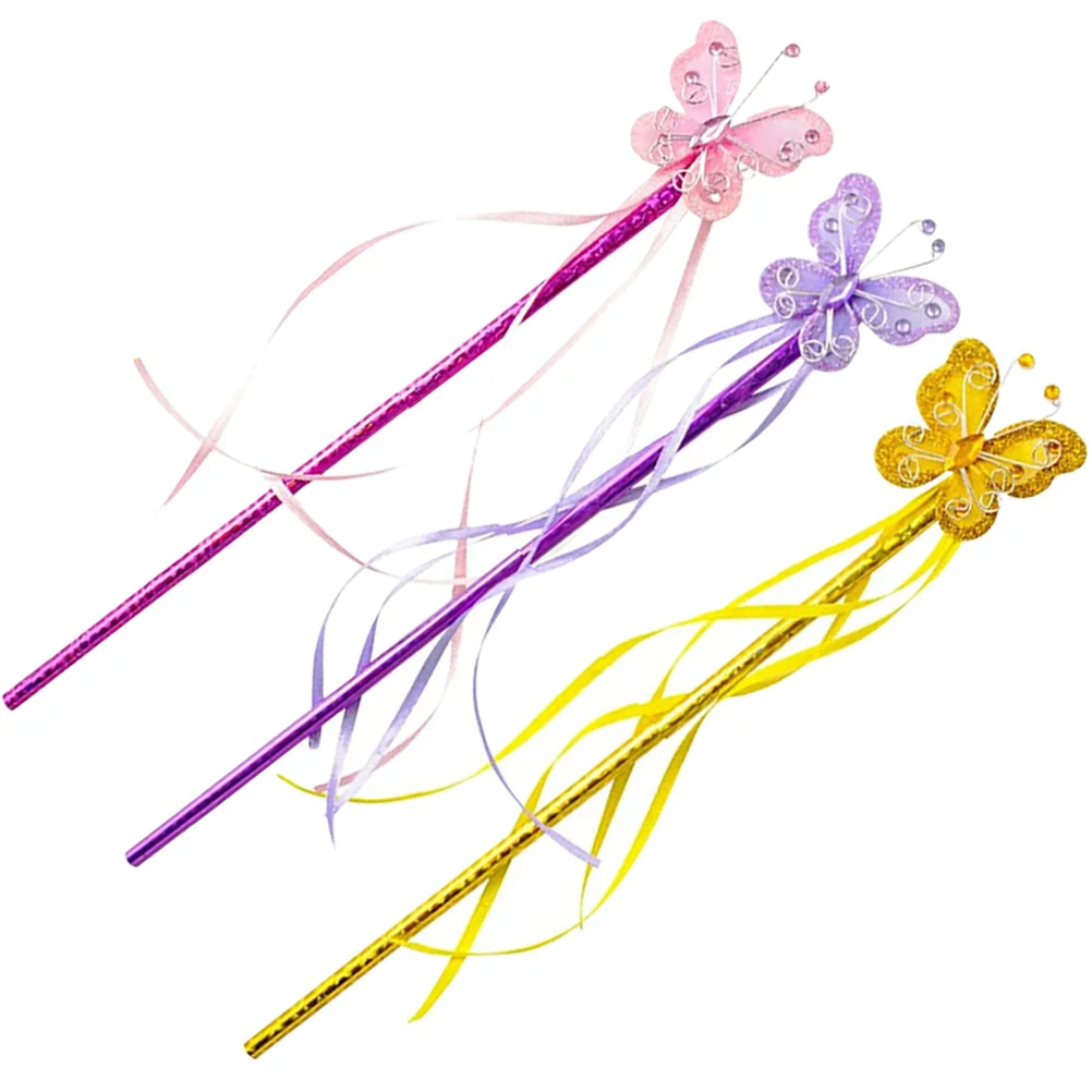 

3Pcs Fairy Wands Butterflies Sticks Party Supplies Kids Cosplay Props Girls Stage Performance Plaything Fairy Wand