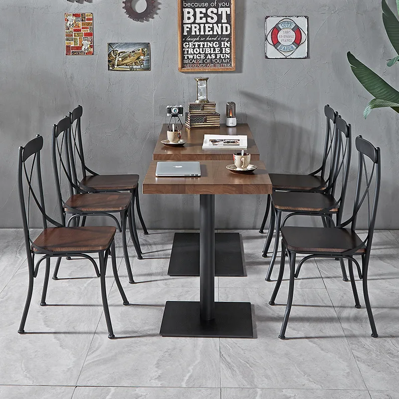 

LOFT restaurant dining table and chairs industrial style barbecue restaurant bar clear bar table hot pot restaurant commercial s