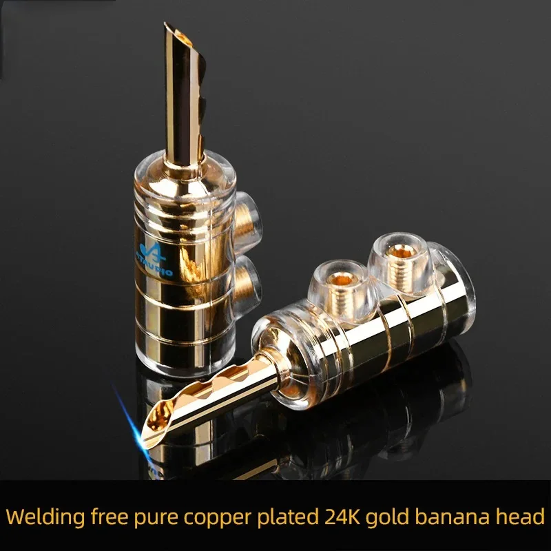 ZJ 10PCS HIFI Banana plug pure Copper 24K Gold Plated 4mm Banana connector Male Speaker plug for audio PA CD plug