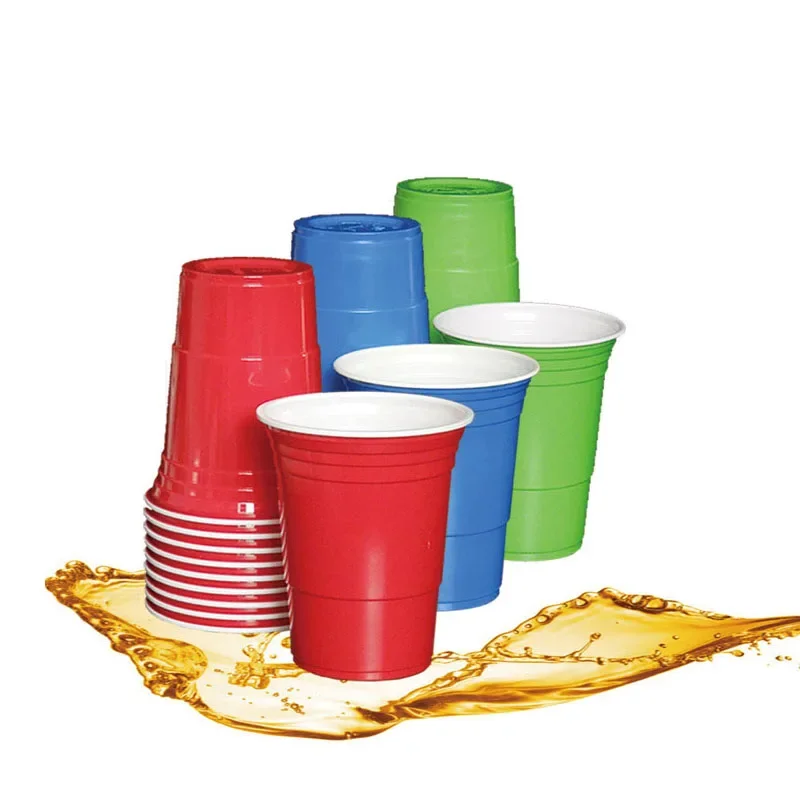 

50pcs/set Party Cup Bar Restaurant Supplies Household Supplies 450ml 7 Colors Disposable Plastic Cups