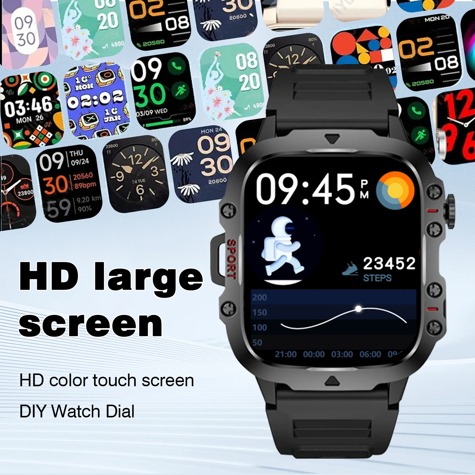 Smart Watch with LED Light, wireless calling /dial, Multi-Sport Modes, Call & Message Alerts, Custom Wallpaper, Compatible with