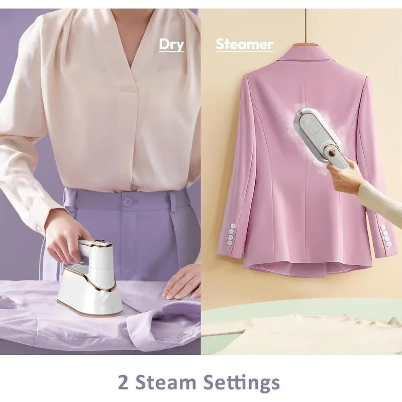 مكواة بخار للسفر بقدرة 1300 وات، مكواة سفر صغيرة محمولة فعالة للملابس بتصميم رقيق، مثالية للسفر، باللون الأبيض