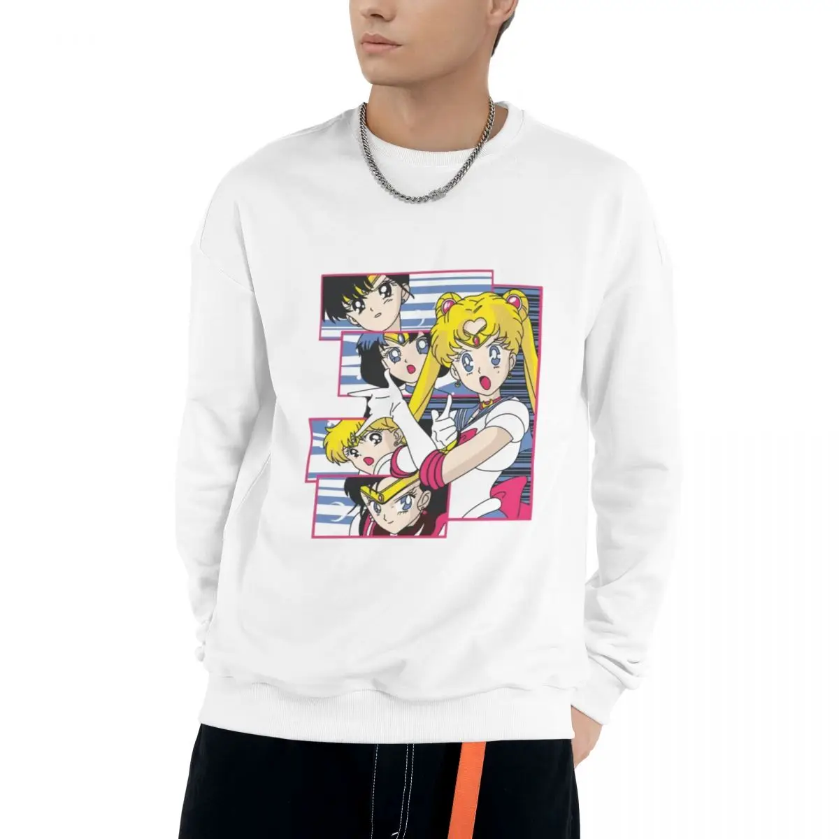 

Sailor-Moon Man Clothes Street Style Fleece Sweatshirts Autumn Casual Hoodie Fashionable Crewneck Pullovers