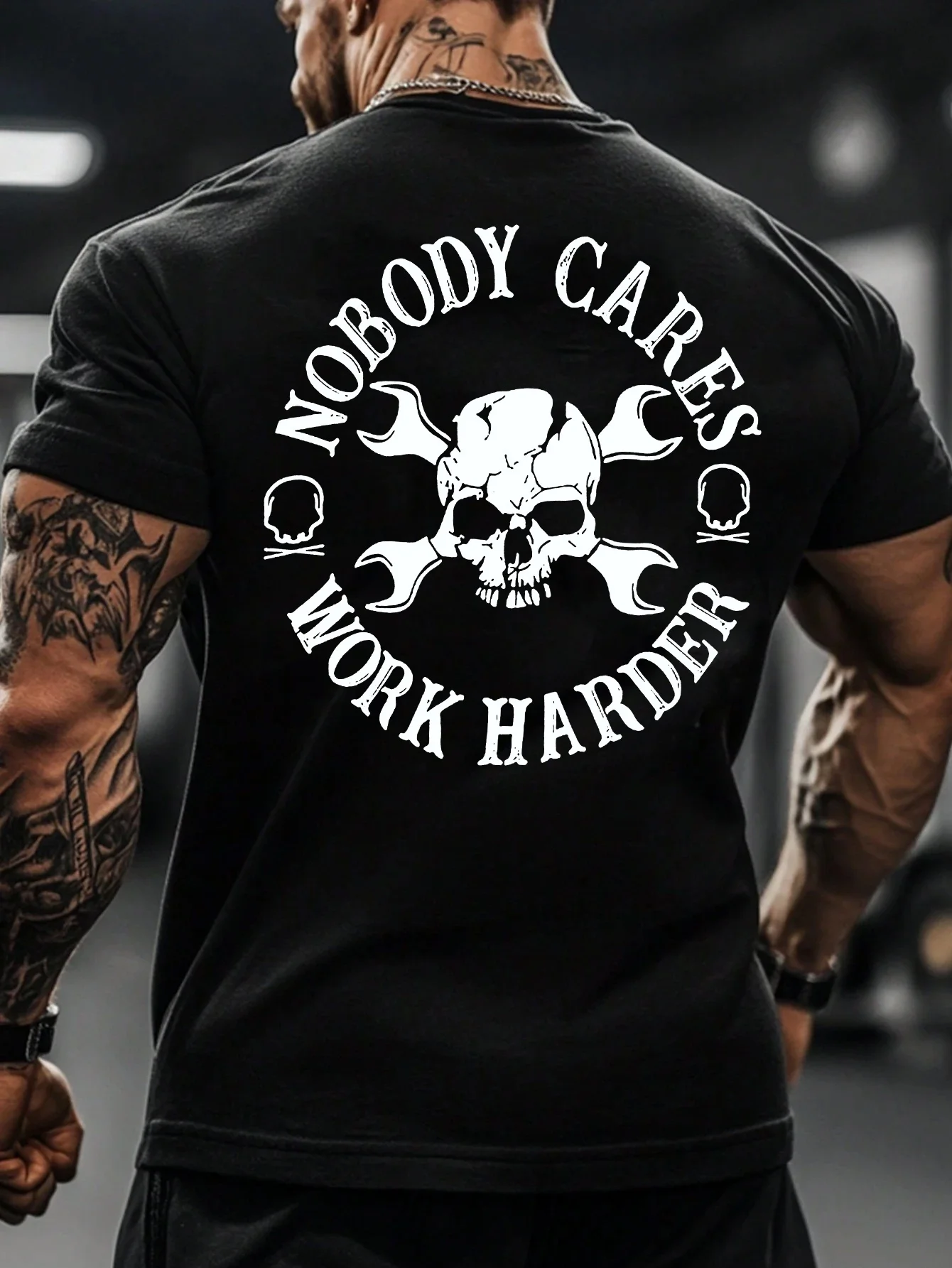 Men's New Spring/Summer Sporty Casual T-Shirt Lightweight and Comfortable NOBODY CARES WORK HARDER Men's T-shirts for Summer