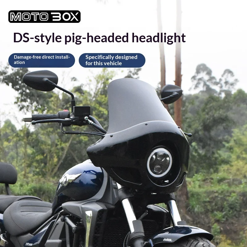 【Premium】For Haojue TR300 Customized “Pig Head” Style DS Retro Headlight Covers – Special Accessories for Front Windshield Decor