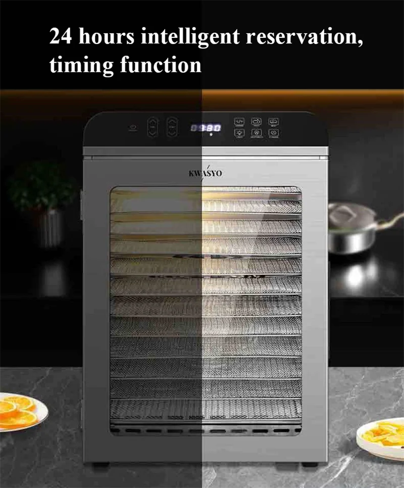 New 12 Layers Food Dehydrator Dryer 800W 110V 220V Smart Vegetables Fruit Drying Machine Timing Function Kitchen Appliance