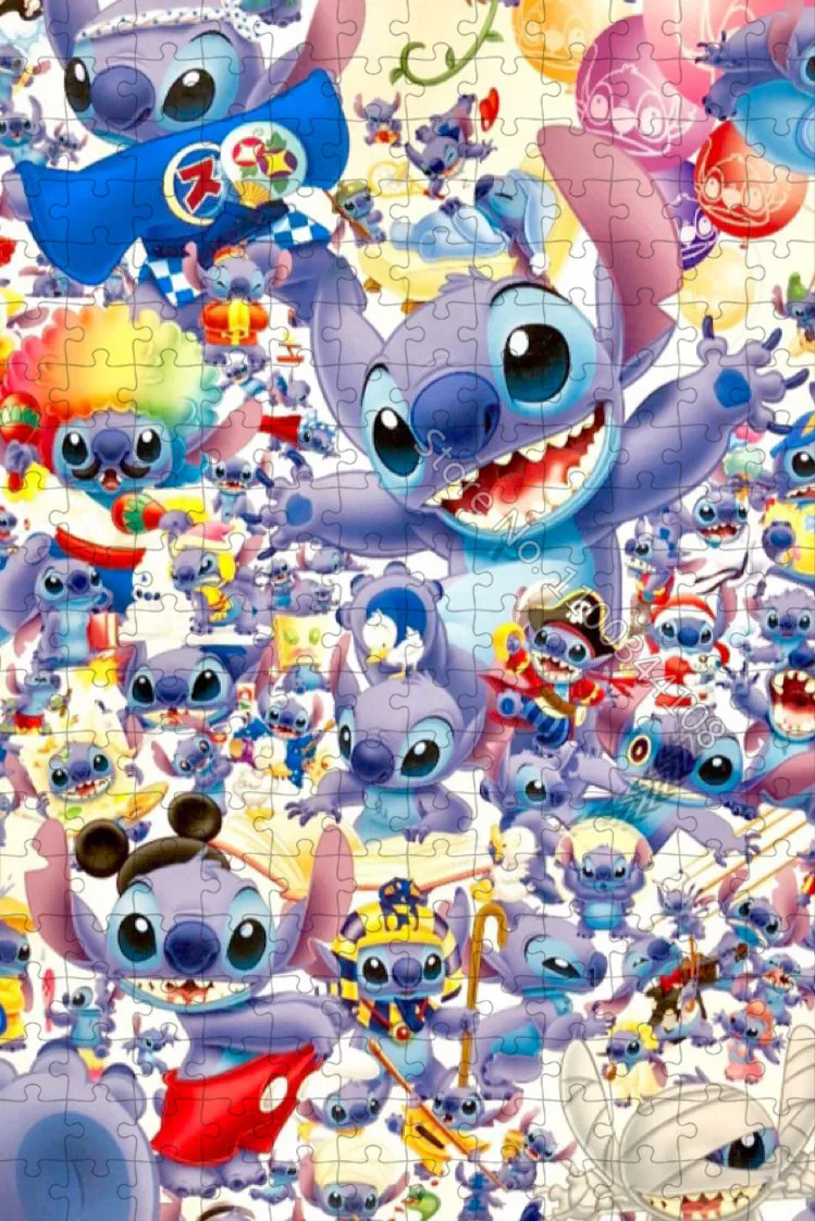 Lilo Stitch Jigsaw Puzzle 300/500/1000 Pezzi Disney Cartoon Puzzle in Legno per Giocattoli Educativi per Bambini Gioco Fatto a Mano per Adulti