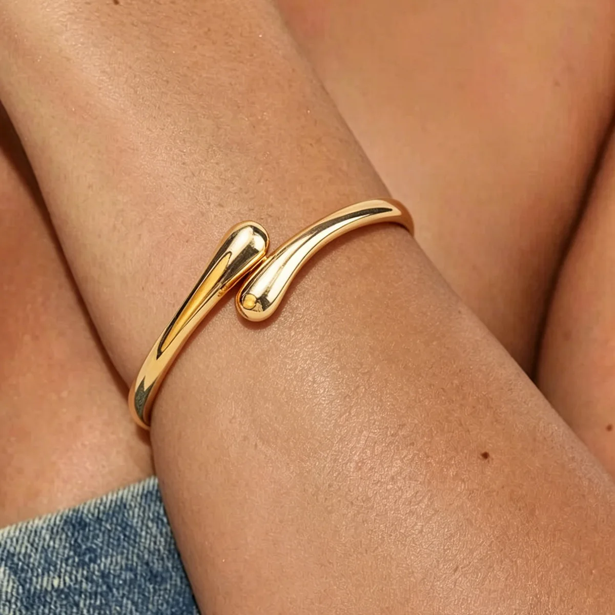 B3761 foreign trade geometric smooth alloy spring open collar bracelet choker necklace ring jewelry