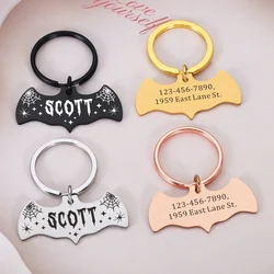 Personalized Dog Cat ID Tag Halloween Bat Free Engraving Name Number Anti-lost Collar Custom Pet ID Tag for Puppy Accessories