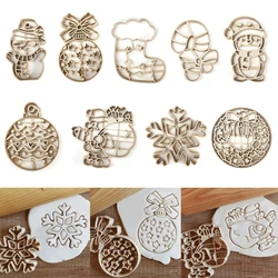 Christmas Cute Cookie Cutter Mold Snowflake Bell Santa Man Elk Angel Shaped Fondant Cake Decoration Stamp Xmas Party Supplies