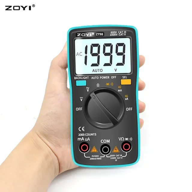 ZOYI multimetr cyfrowy amperomierz woltomierz rezystancja częstotliwość podświetlenie miernik napięcie dioda częstotliwość ZT98 ZT100 ZT101 ZT102