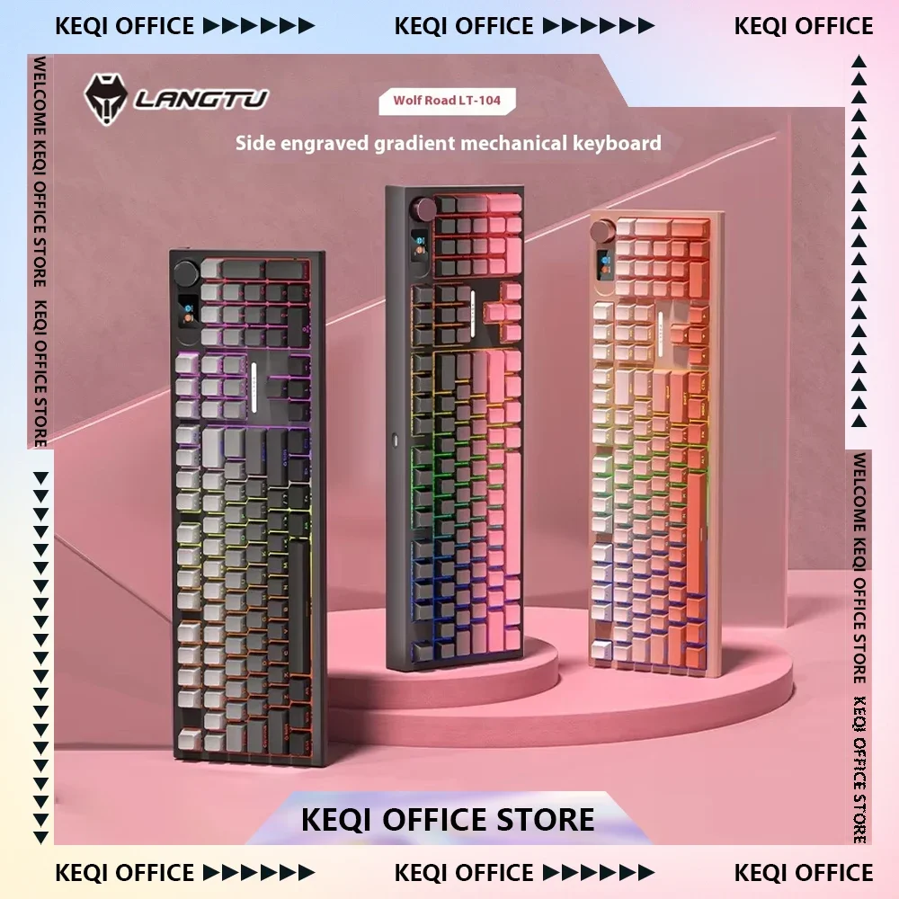 

LangTu LT104 Gradient Side Engraving Mechanical Keyboard RGB Light Bluetooth Wireless 2.4g 3mode Keyboard PC Gaming Accessories