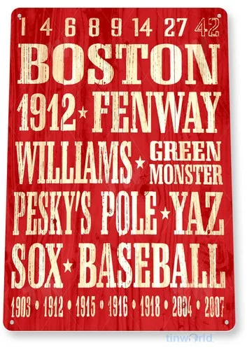 TIN SIGN Boston Baseball, Red Sox, Garage, Bar, Rustic, Retro, Metal Décor, A257 --Tin Sign