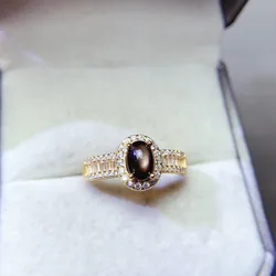 100% Genuine 925 Sterling Silver Black Star Sapphire Ring for Women Fine Jewelry Birthstone Ring Gift