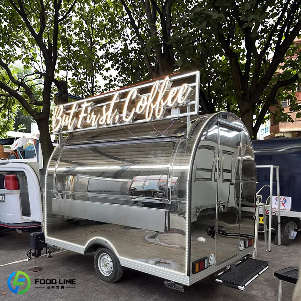 Round Small Food Trailer With DOT Certificate and CE for Sale Snack Food Truck and Ice Cream Cart in USA Customized