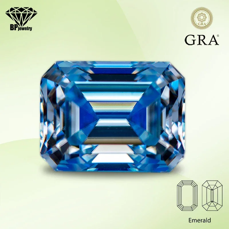 

Moissanite Diamond Ice Blue Color Emerald Cut Lab Created Gemstone for Advanced Jewelry Making Materials with GRA Certificate