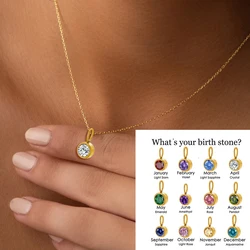 CARLIDANA Fine Jewelry Charms Hot Birthstone Necklace Fashion Simple Zircon Stainless Steel Necklace Christmas Birthday Gift