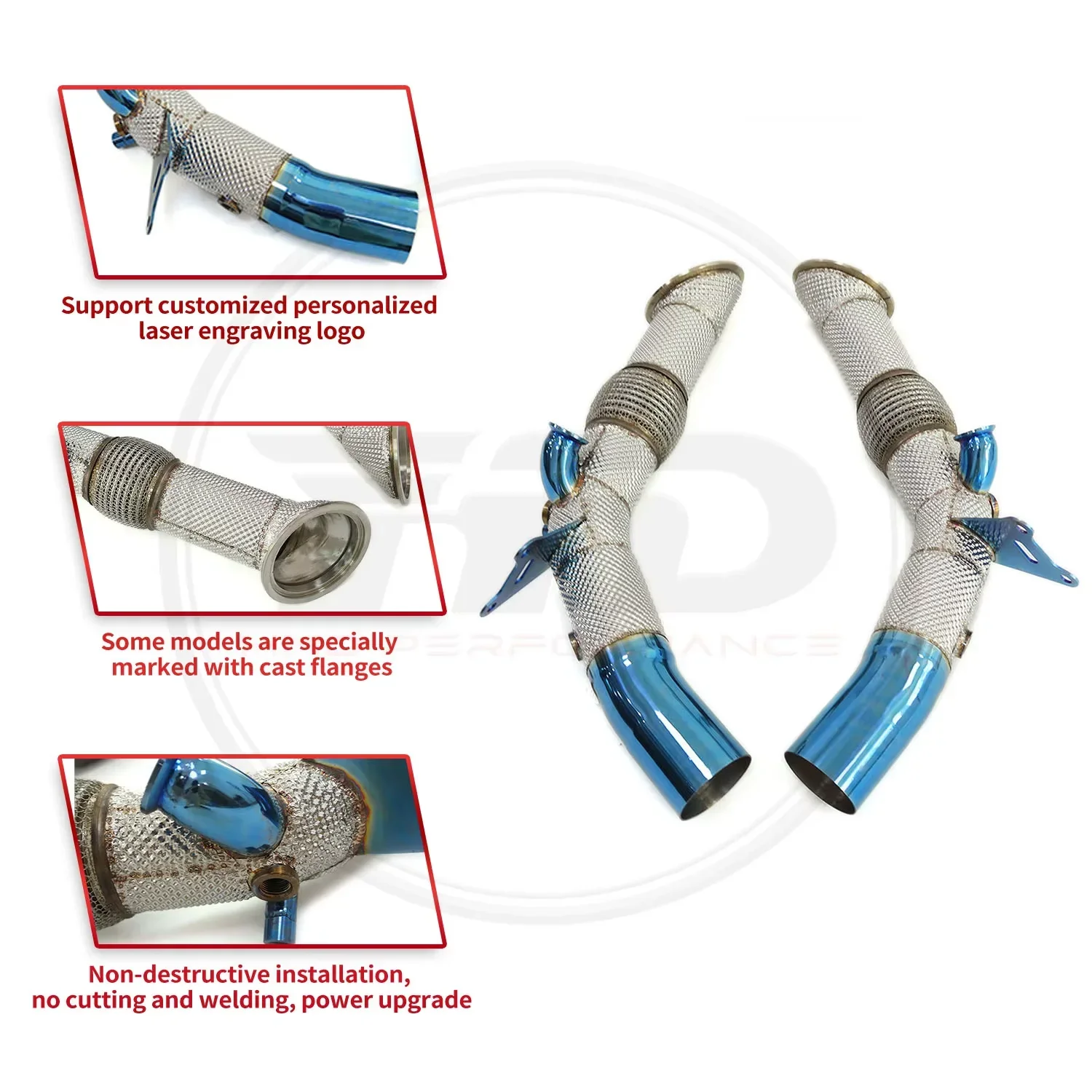 HMD عناصر رائجة البيع نظام العادم الأزرق أداء الفولاذ المقاوم للصدأ النازل لفيراري SF90 2019 + مع درع الحرارة #2