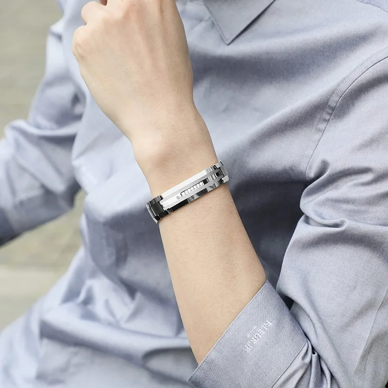 loyal Moon Fashion Tungsten Carbide Bracelet  For Men Jewelry Gold And Sliver Two Color Unisex Wrist Hand Gift