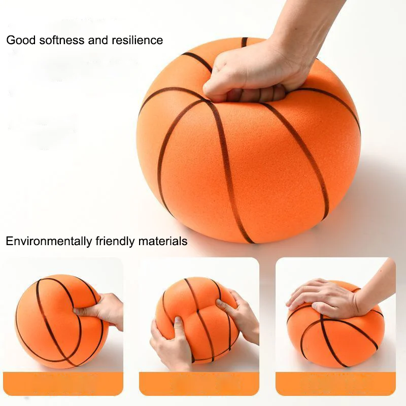 Bouncing Mute Ball Diameter 18/21/24cm High-Resilience Lightweight Silent Pu Foam Basketball Children Sports Bouncy Balls Toy