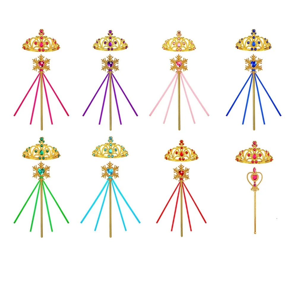 

Ice Snow Crown Snowflake Wand Set Christmas Romance Princess Elsa Children's Crown Magic Wand Girls Toys