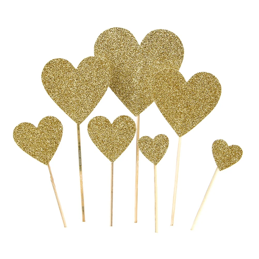 

7Pcs Heart Shaped Cake Toppers Eco Cupcake Decorations Birthday Party Supplies Anniversary Events Cake Decor