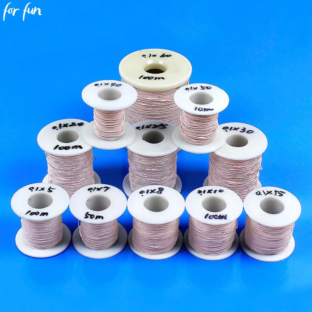 

For Fun 0.1MM 5/7/8/10/15/20/25/30/40/50/60 Strands Litz Wire Multi Strand Polyester Wrapped Thread Copper Wire Mine Antenna